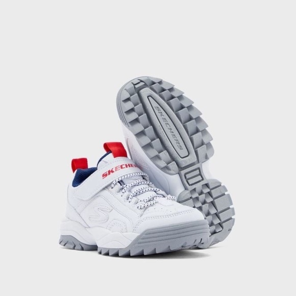 BRAND NEW youth boy girl skechers intershift white velcro shoes size 12 & 13 - Picture 1 of 8